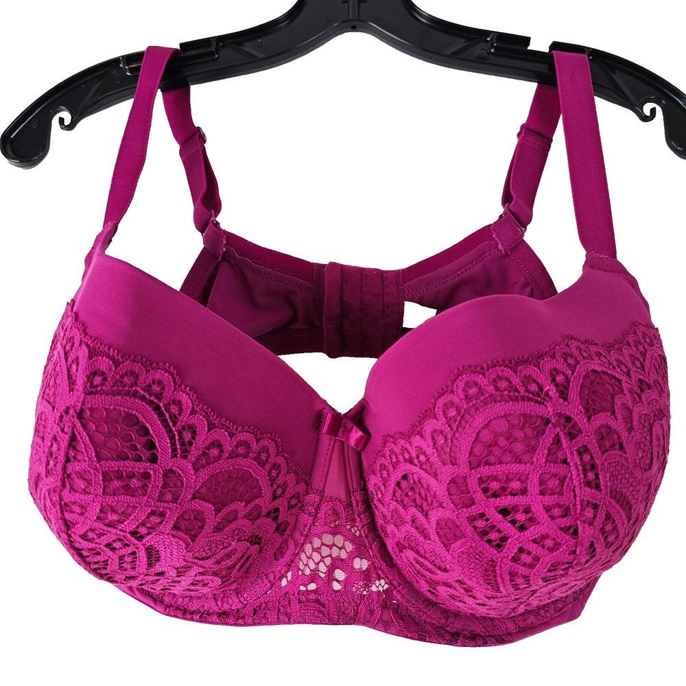 Auden Womens BALCONETTE BRA 42DDD Raspberry Pink Lace Lightly‎ Lined Wired